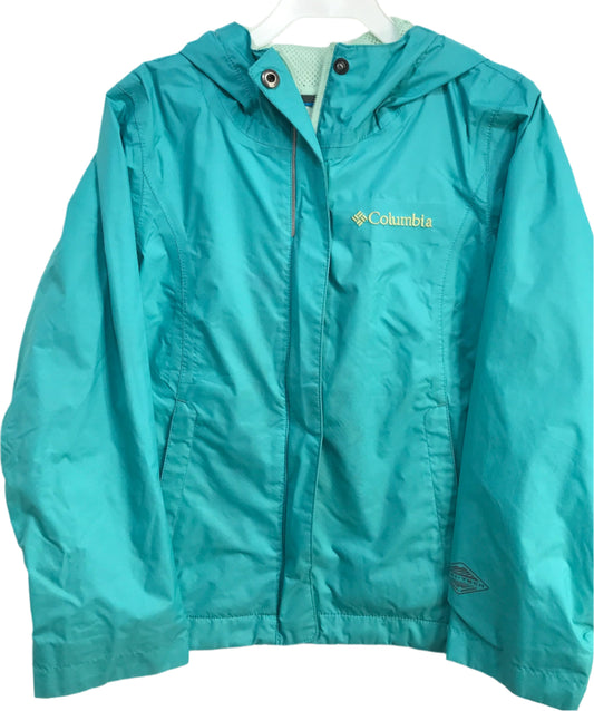 Columbia Full Zip Hooded Windbreaker Jacket TEAL Girls XS