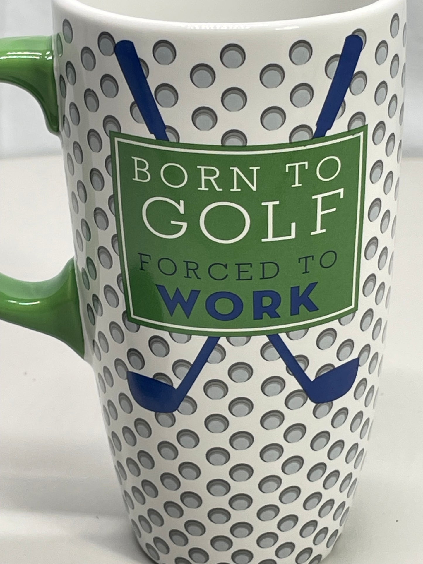 Ceramic Travel Mug with Lid Born to Golf, Forced to Work 16 oz NO CHIPS