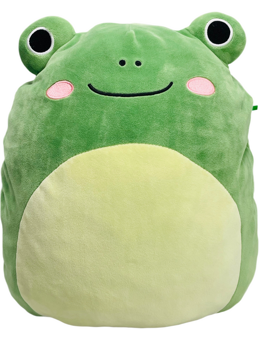 Squishmallows 14" Gloria Smiling Green Frog LT WEAR / STAINING Freshly Laundered