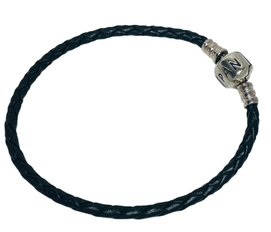 Pandora Sterling Silver 925 Clamp Leather Rope Bracelet