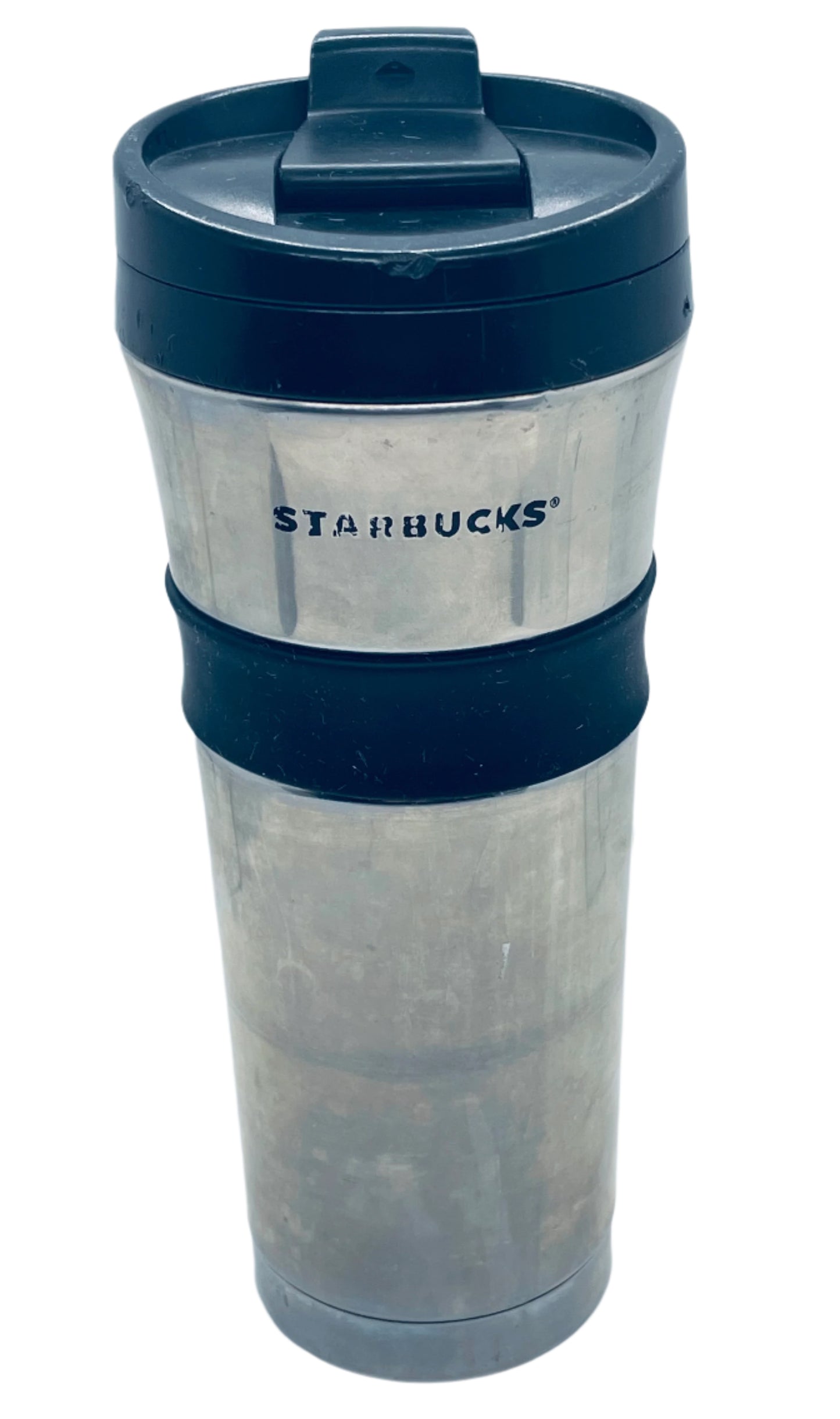 Starbucks (Shows Wear) 2014 Stainless Travel Mug w/ Rubber Grip 16 oz