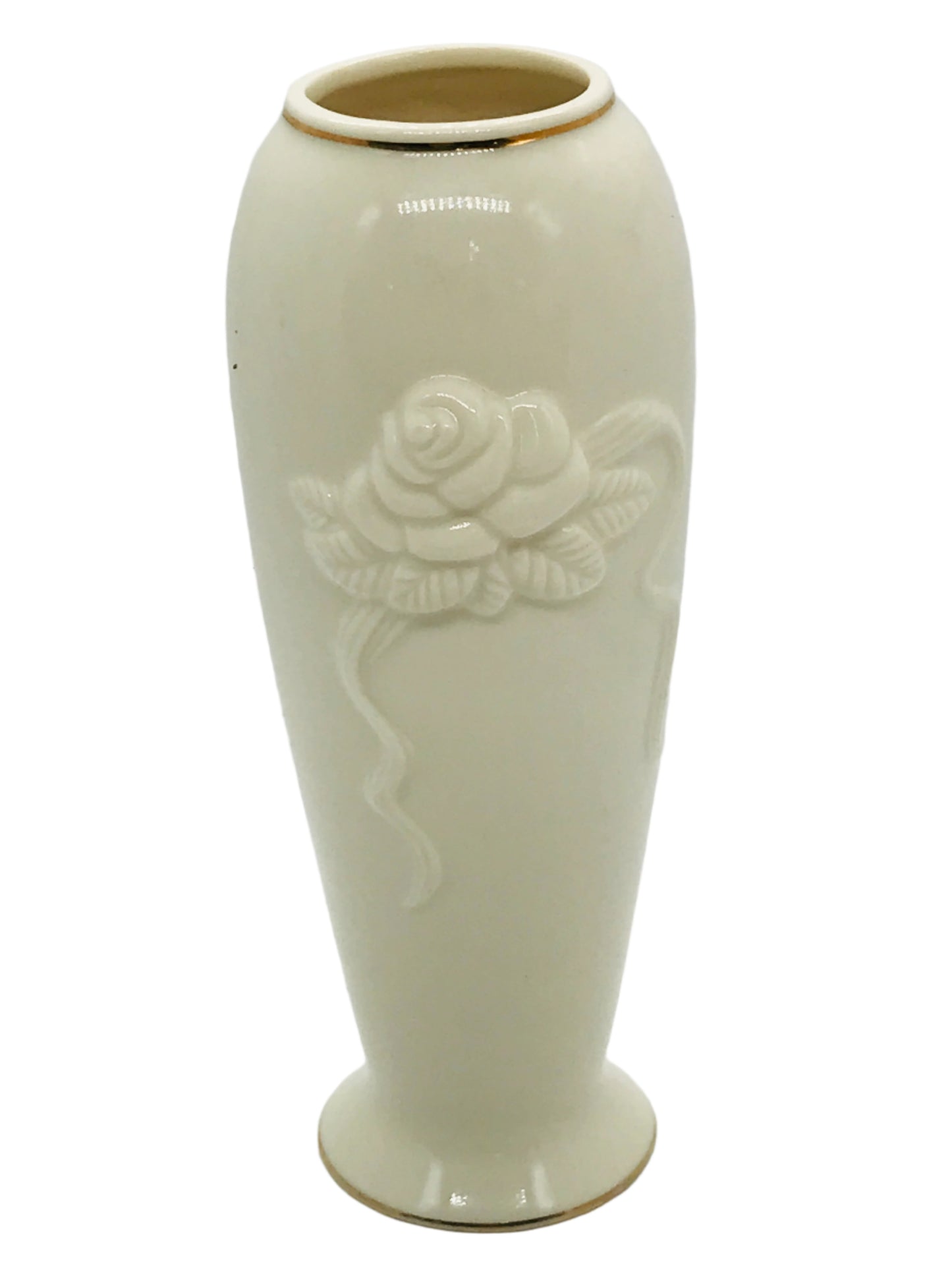 Lenox Bud Vase Ivory with Gold Trim 8" Vintage