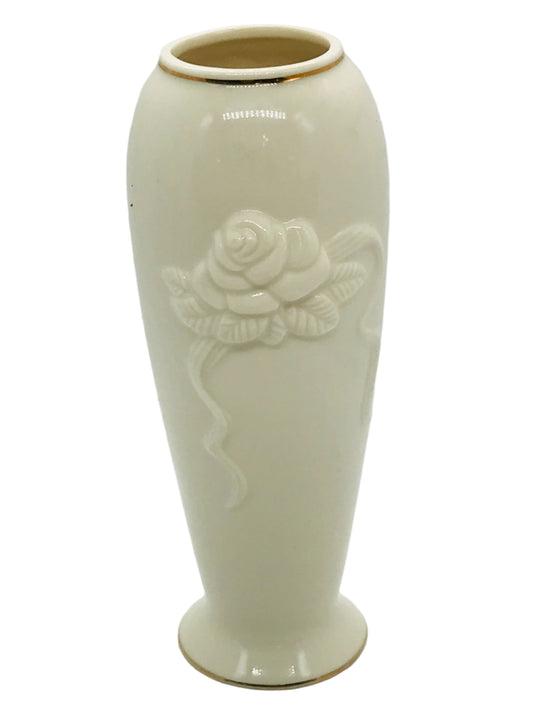 Lenox Bud Vase Ivory with Gold Trim 8" Vintage