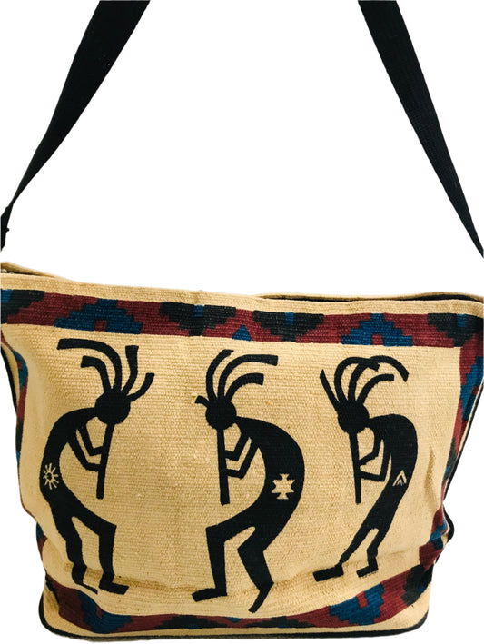 AUTHENTIC Soutwestern Kokopelli Tote Bag Woven 17" x 12"