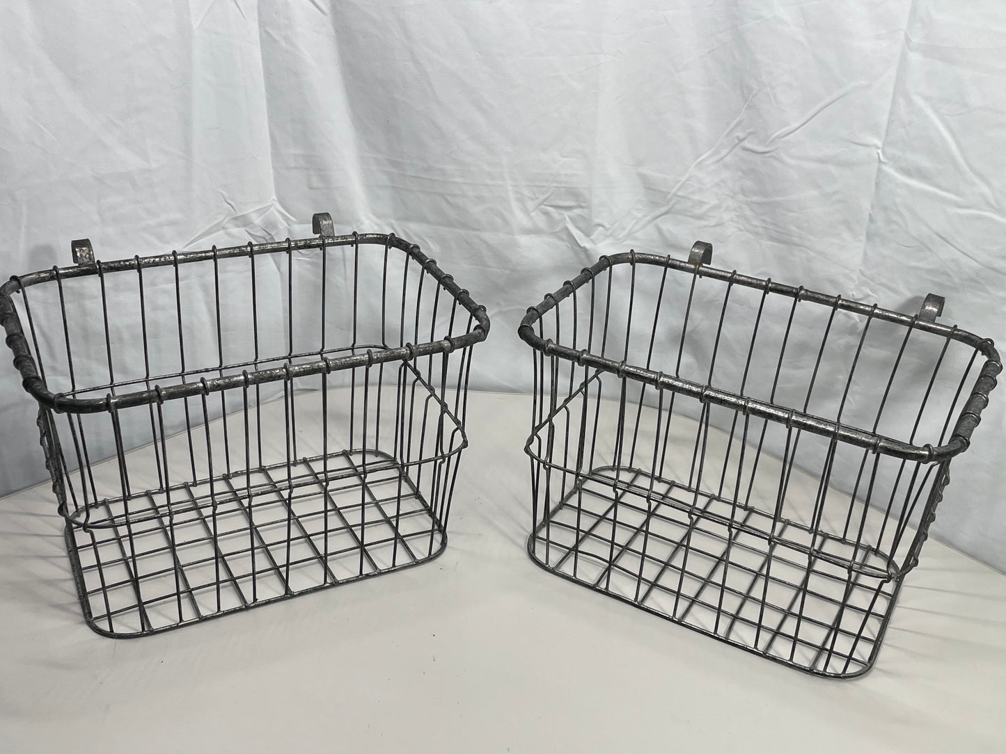 2 PC Hanging Basket Set Galvanized Metal LT Rusting 12" x 8" x 8"