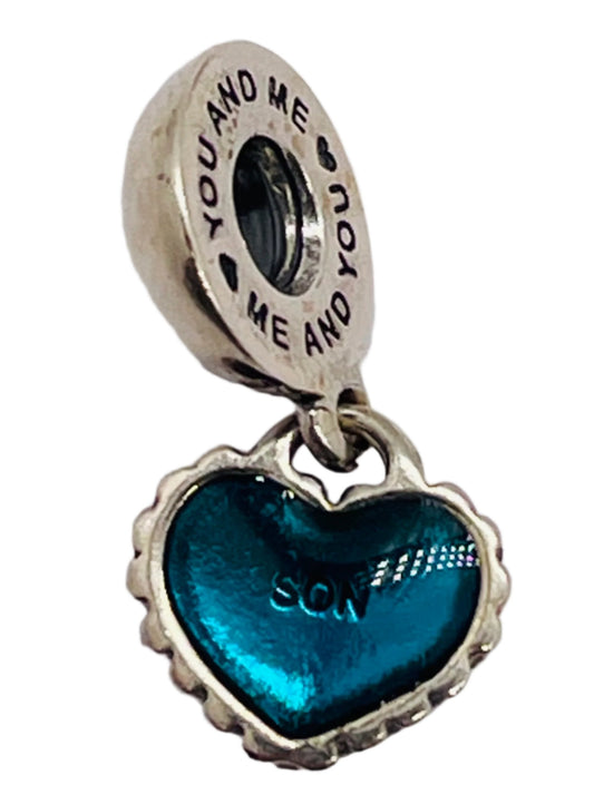 Sterling Silver 925 PANDORA  BEAD Dangly Blue Heart SON