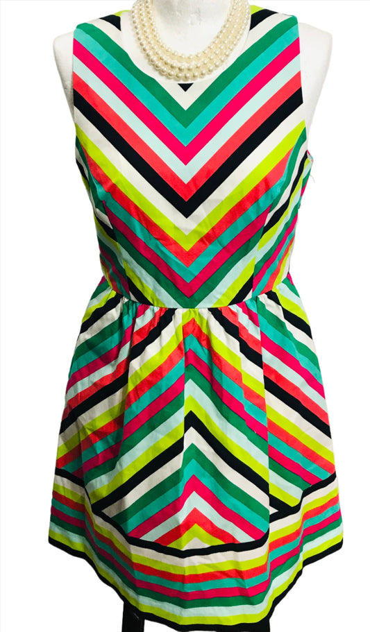 NWT! Crown & Ivy Dress Multicolor Chevron Stripes Ladies 8