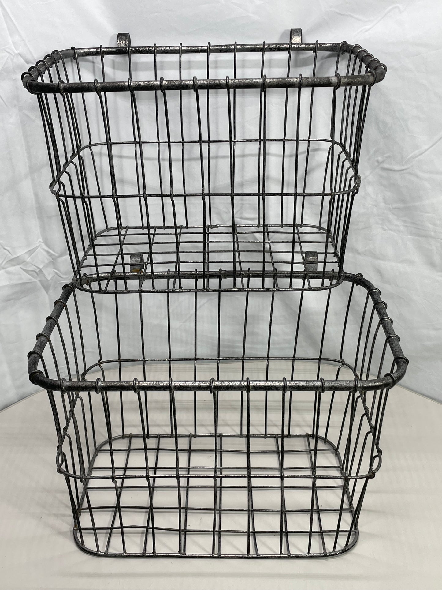 2 PC Hanging Basket Set Galvanized Metal LT Rusting 12" x 8" x 8"