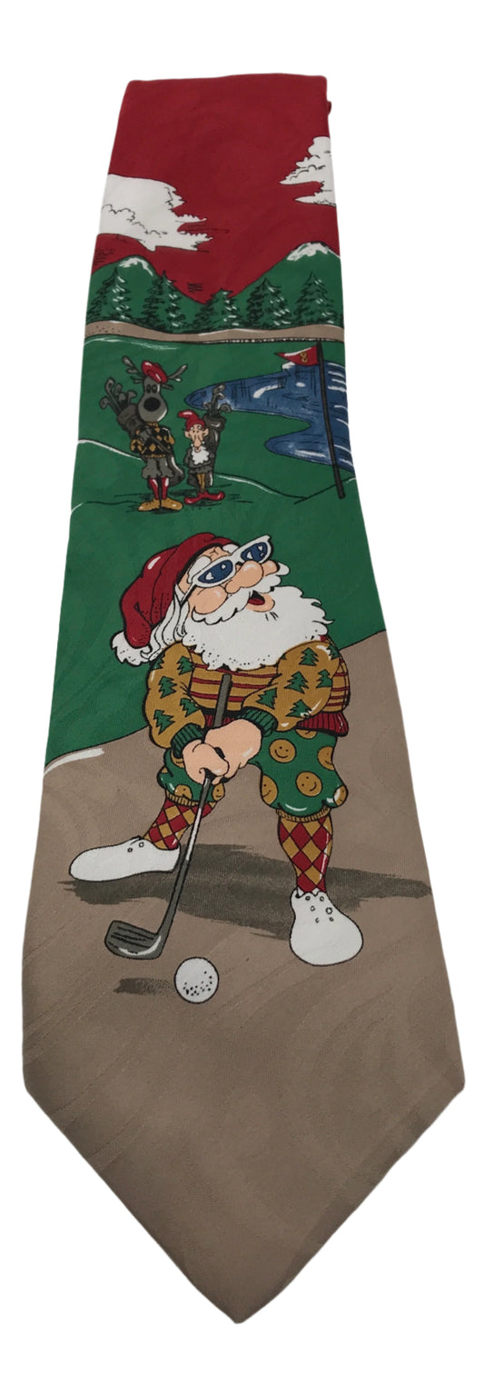 Jingle Bells Golfing Santa Tie