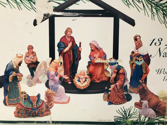 COMPLETE Kirklands Signature 13 PC Nativity Set BROKEN HAND/STAFF