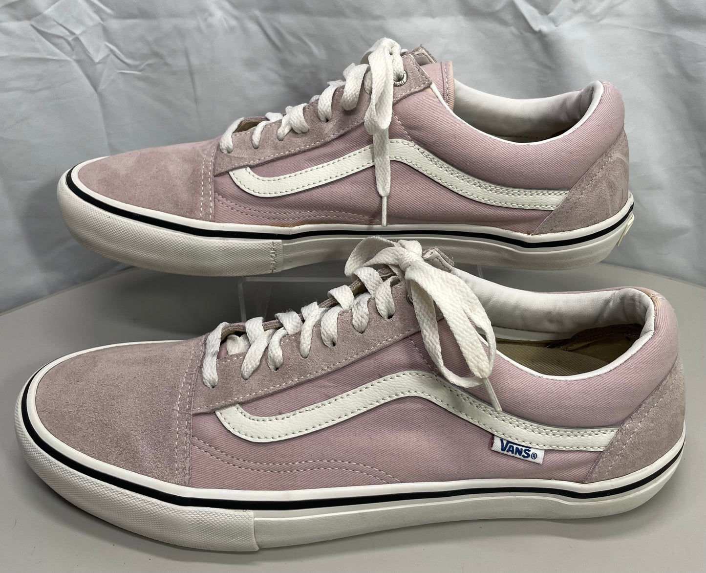 Vans Off the Wall Shoes Lace Up Lavender Purple Suede LT Staining Mens 12