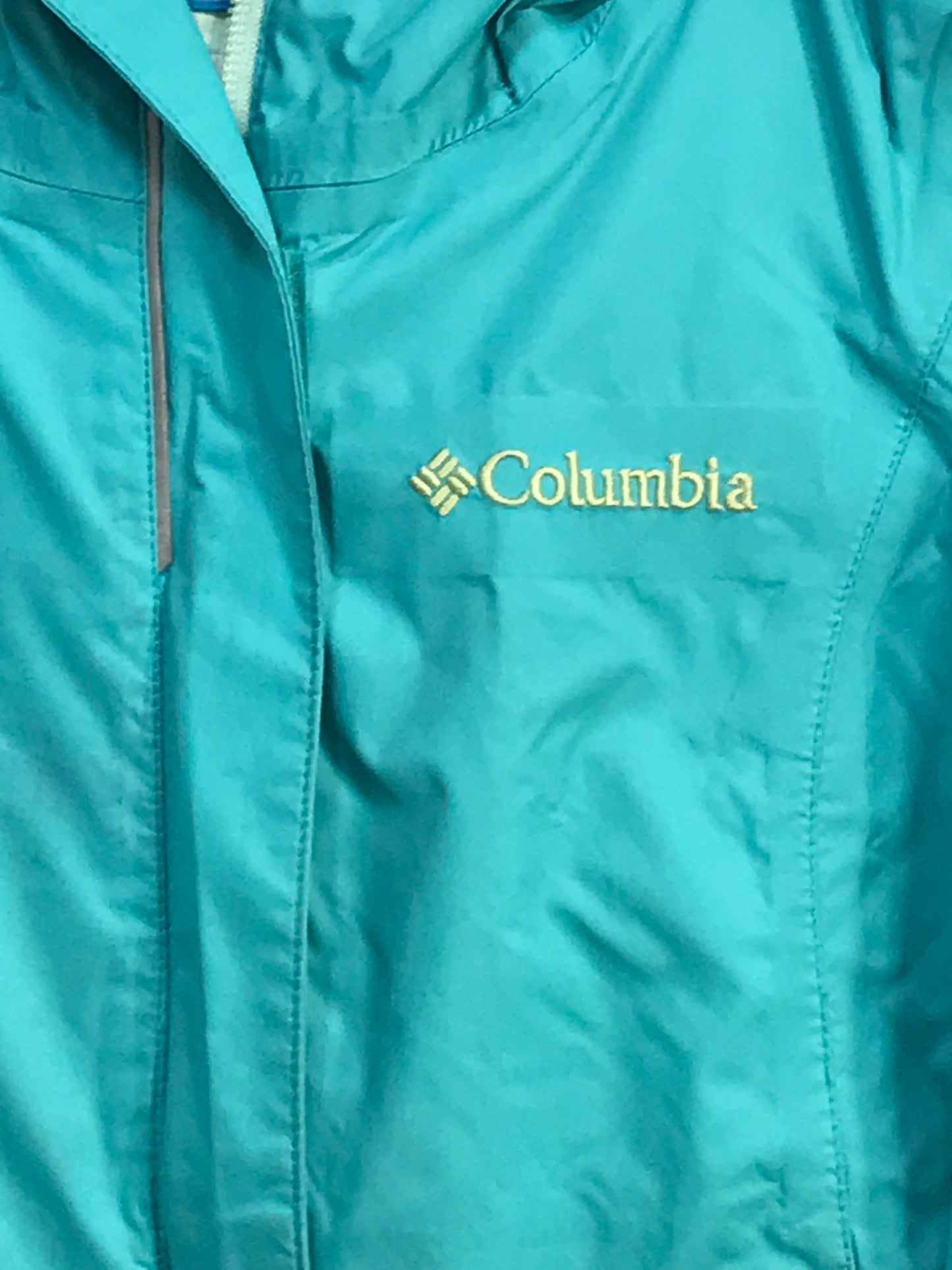 Columbia Full Zip Hooded Windbreaker Jacket TEAL Girls XS