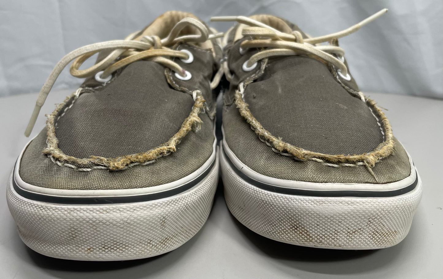 Vans Off the Wall Shoes Low Pewter/Gray Boat Shoe Leather Laces Staining M 10.5