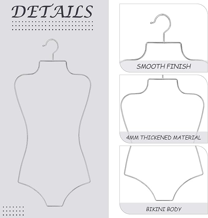 5 Pack Hangers Body Shape Display Hangers Metal Wire Bathing Suit Hangers