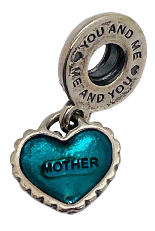 Sterling Silver 925 PANDORA BEAD Dangly Blue Heart MOTHER