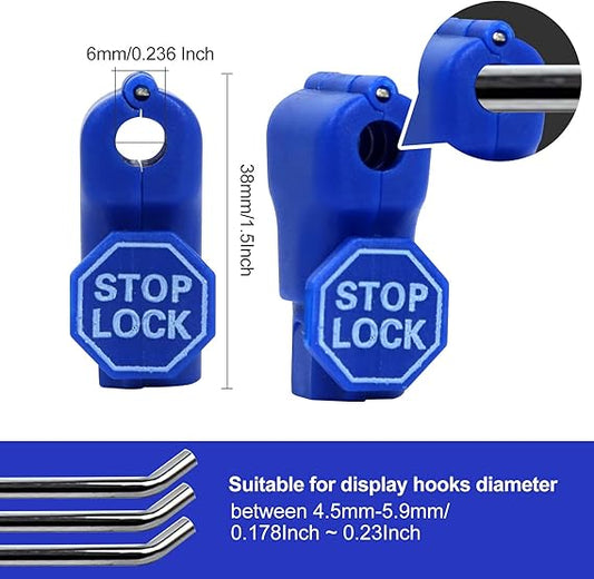 184 Peg Hook Blue Stop Lock Set + 1 Magnetic Detacher