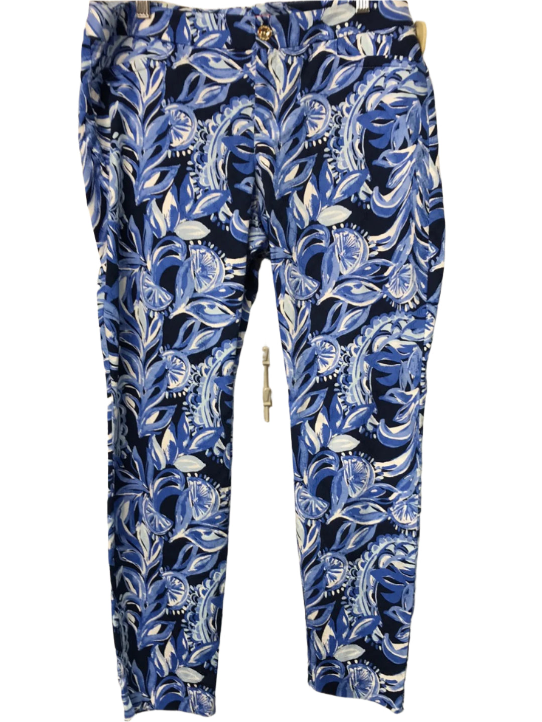 Lilly Pulitzer Dark & Light Blue Floral Print Pants Ladies- 14