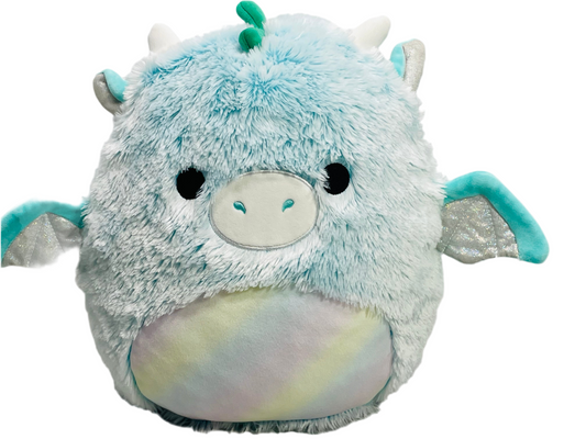 Squishmallows 2022 12"  Lorelai Blue Fuzzy Dragon LT WEAR Freshly Laundered