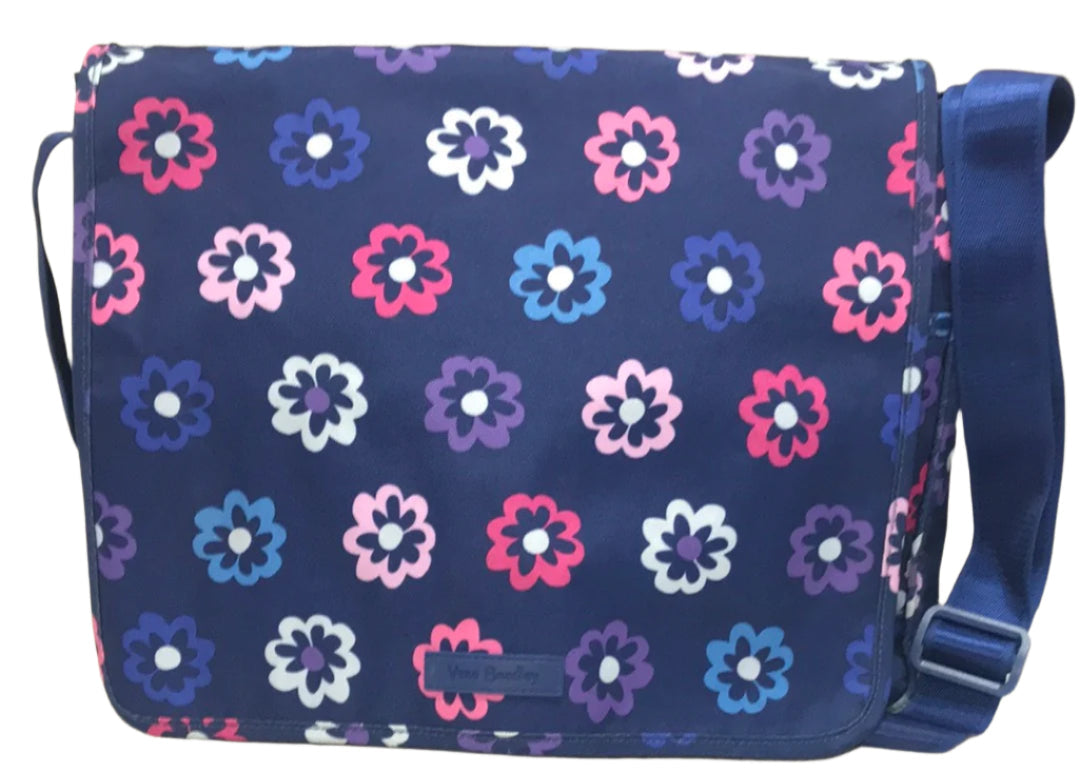 Vera Bradley 14"x10.5"x4" Navy Blue Floral Messenger Bag