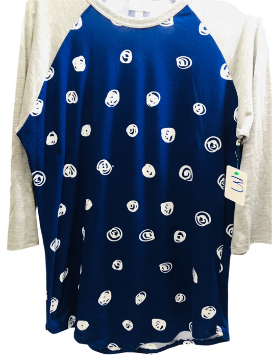 Lularoe Blue and White Swirls Shirt Ladies M