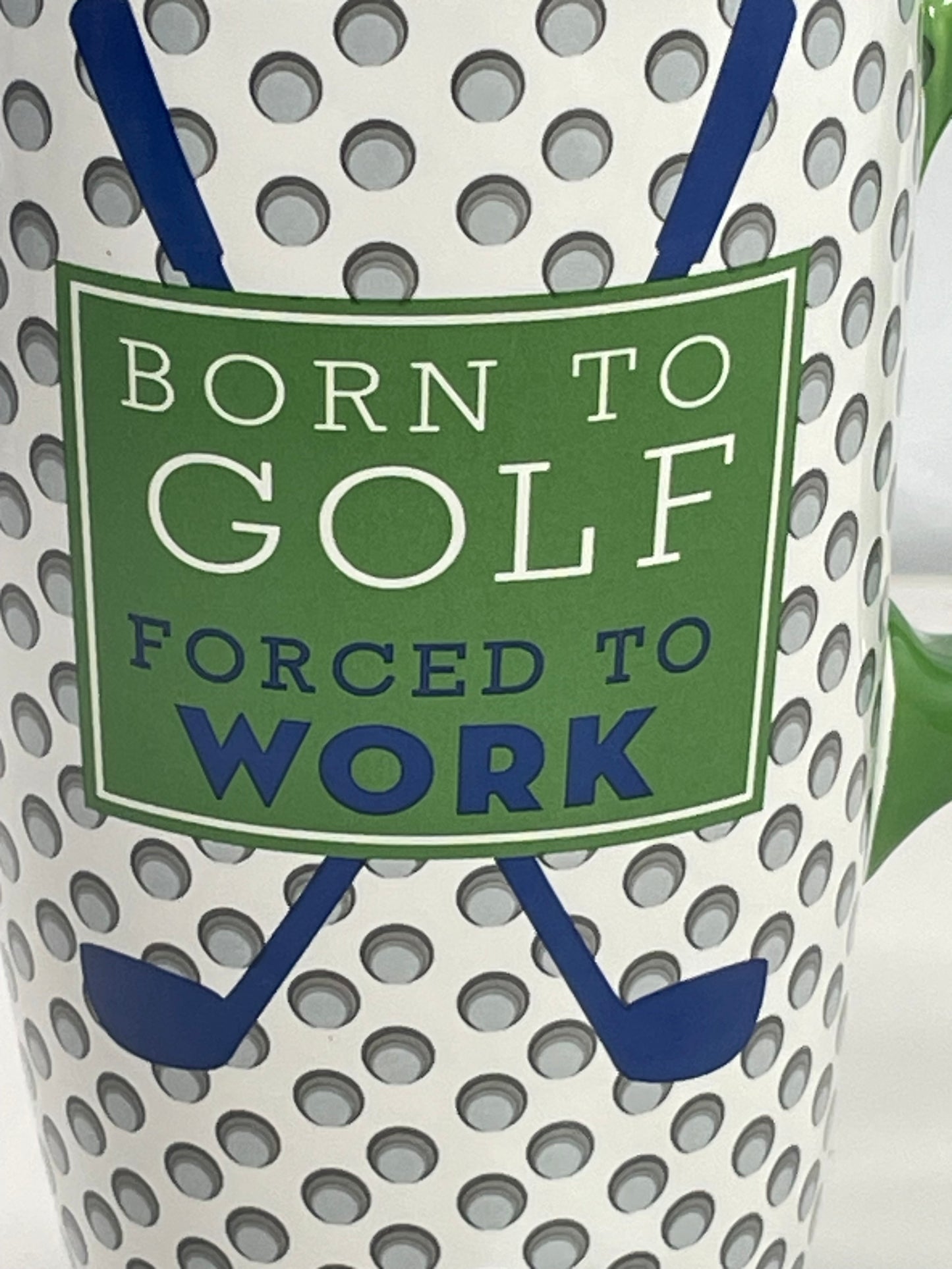 Ceramic Travel Mug with Lid Born to Golf, Forced to Work 16 oz NO CHIPS