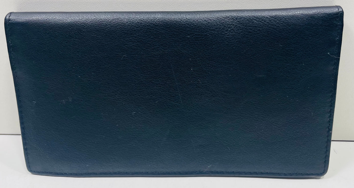 UNC Logo Black Leather Bifold Wallet Checkbook Cover Card Case