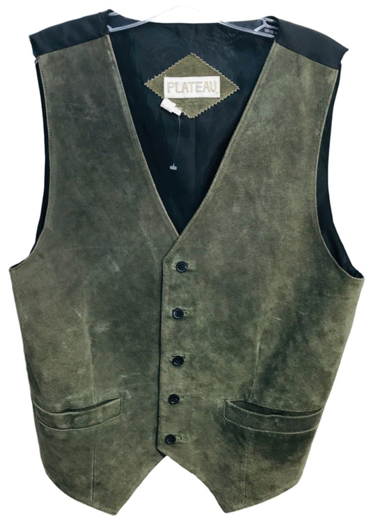 NWOT Plateau Vest Green Suede Leather Mens L