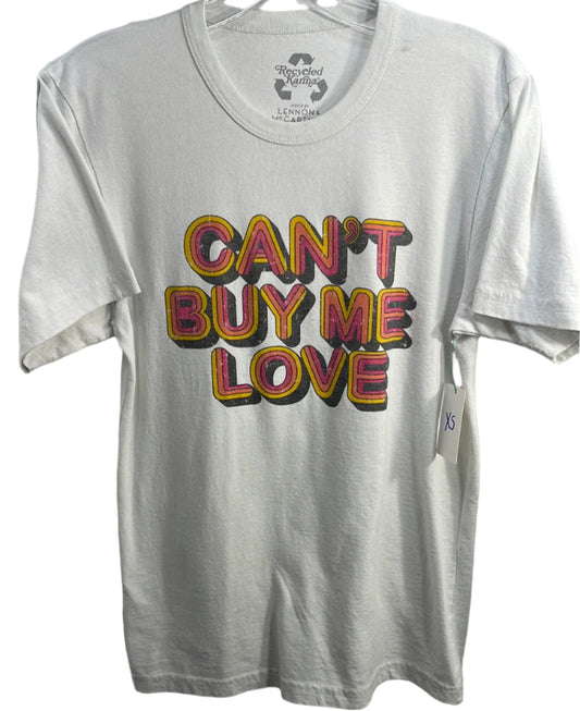 Can't Buy Me Love Graphic Tee White LT STAINING Mens XS