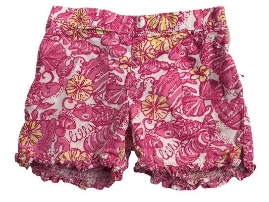 EUC Lilly Pulitzer Pink and Yellow Oceanic Pattern Shorts Girls 2-3