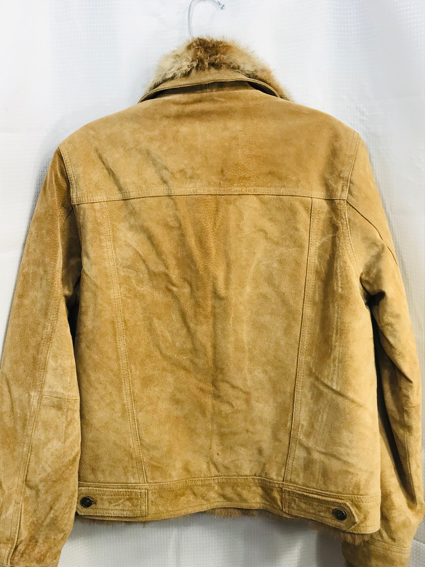 Wilson's Leather Maxima Jacket Tan with Fur Trim PEN MARK ON FRONT Ladies S