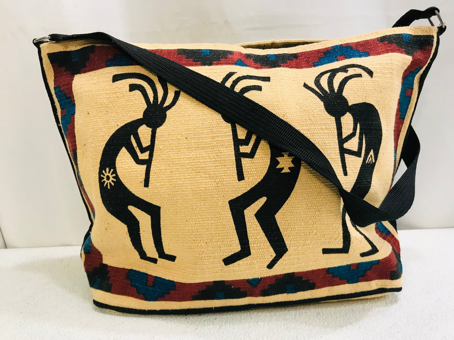 AUTHENTIC Soutwestern Kokopelli Tote Bag Woven 17" x 12"