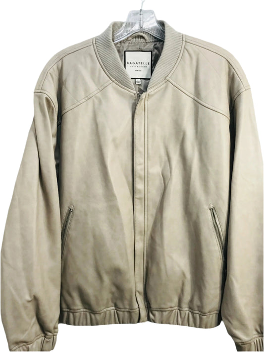 Bagatelle Full Zip Bomber Style Vegan Leather Cream Color Ladies L