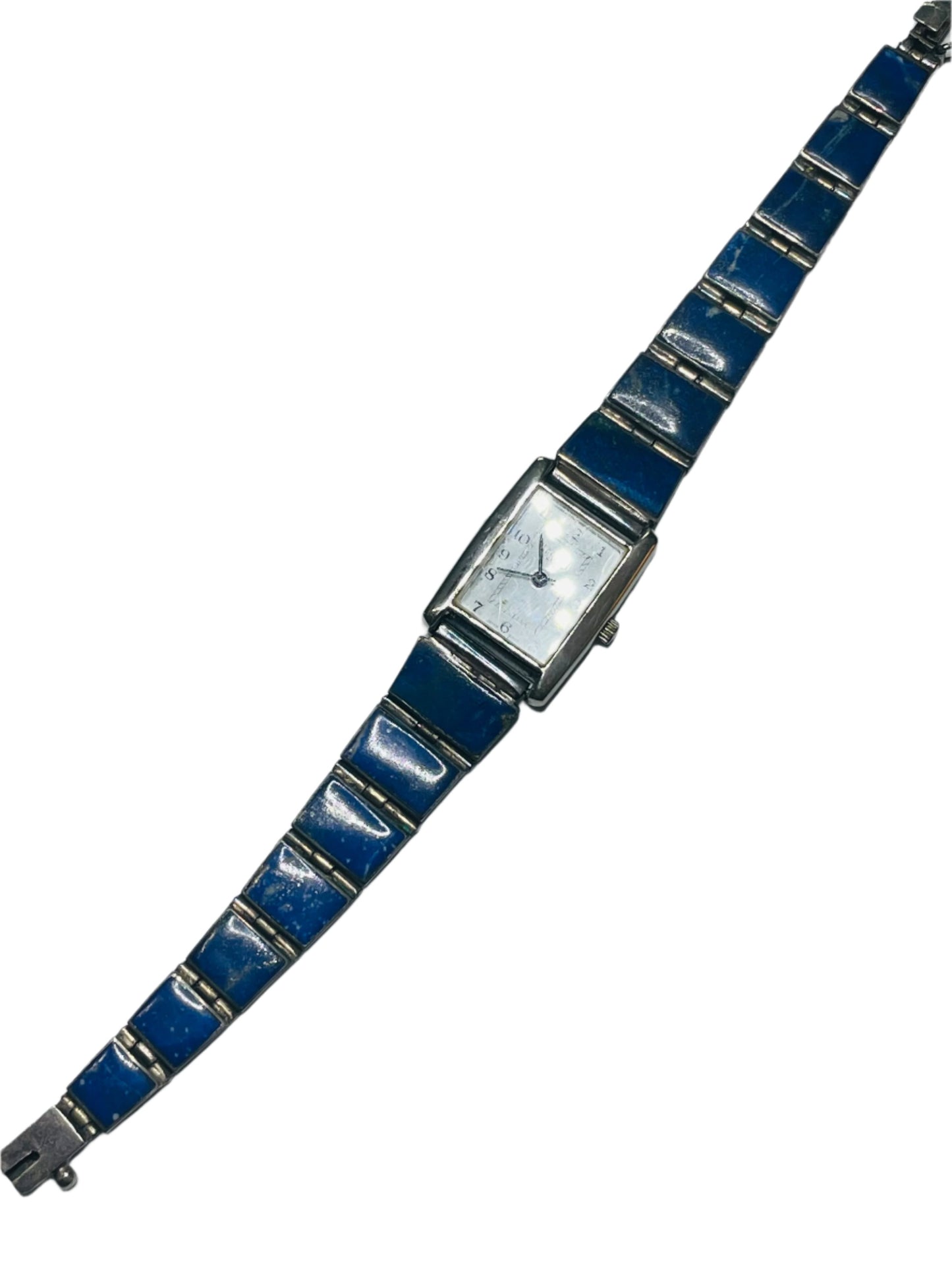 Sterling Silver 950 VINTAGE NON WORKING Watch Band Lapis Lazuli