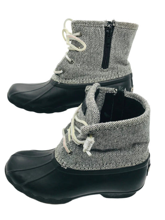 Sperry (LT SCUFFING) Black & Grey Shimmer Duck Boots Girls 3