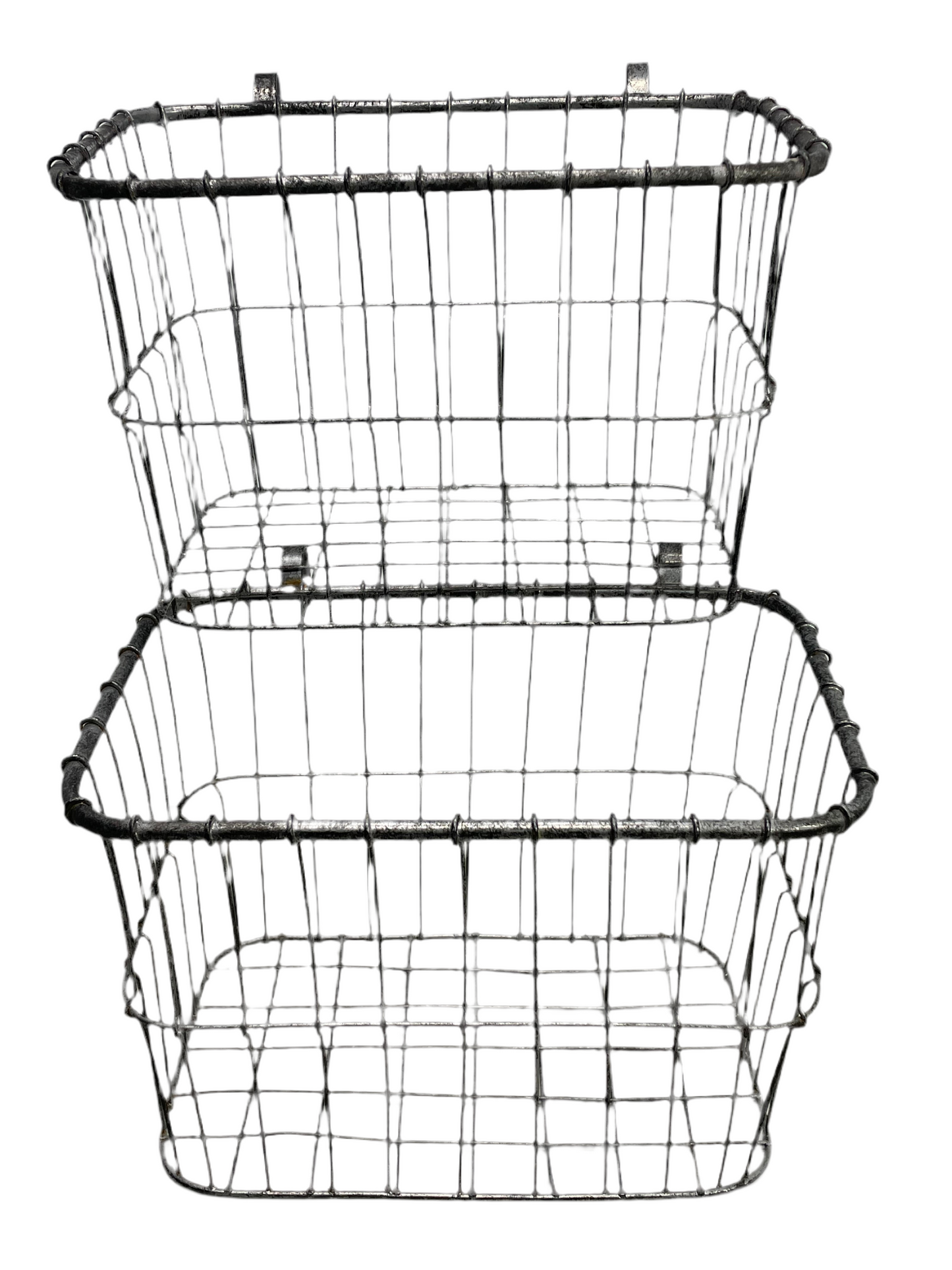 2 PC Hanging Basket Set Galvanized Metal LT Rusting 12" x 8" x 8"