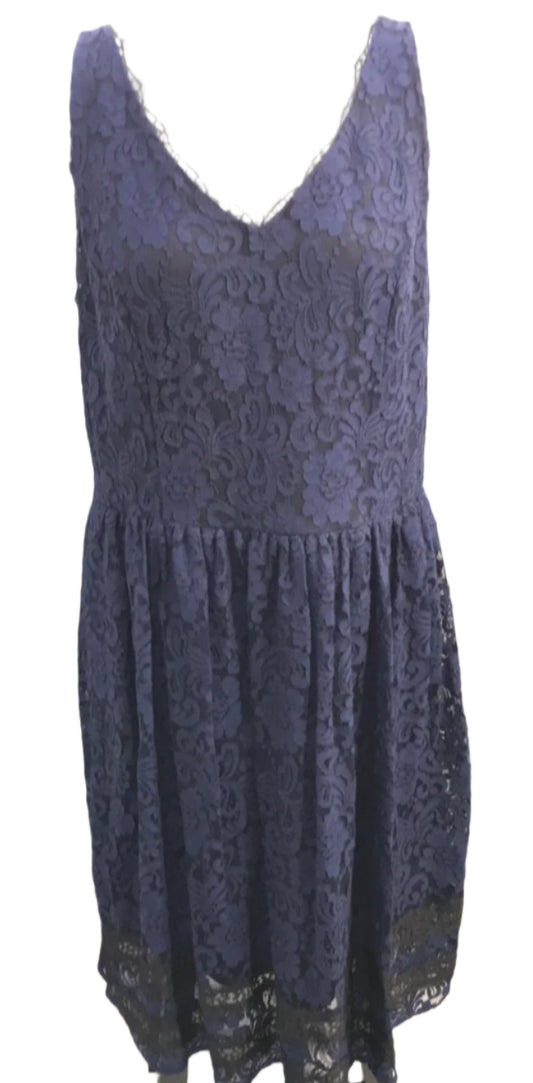 Luxe by Carmen Marc Valvo Blue Lace Sleeveless Dress Ladies 16