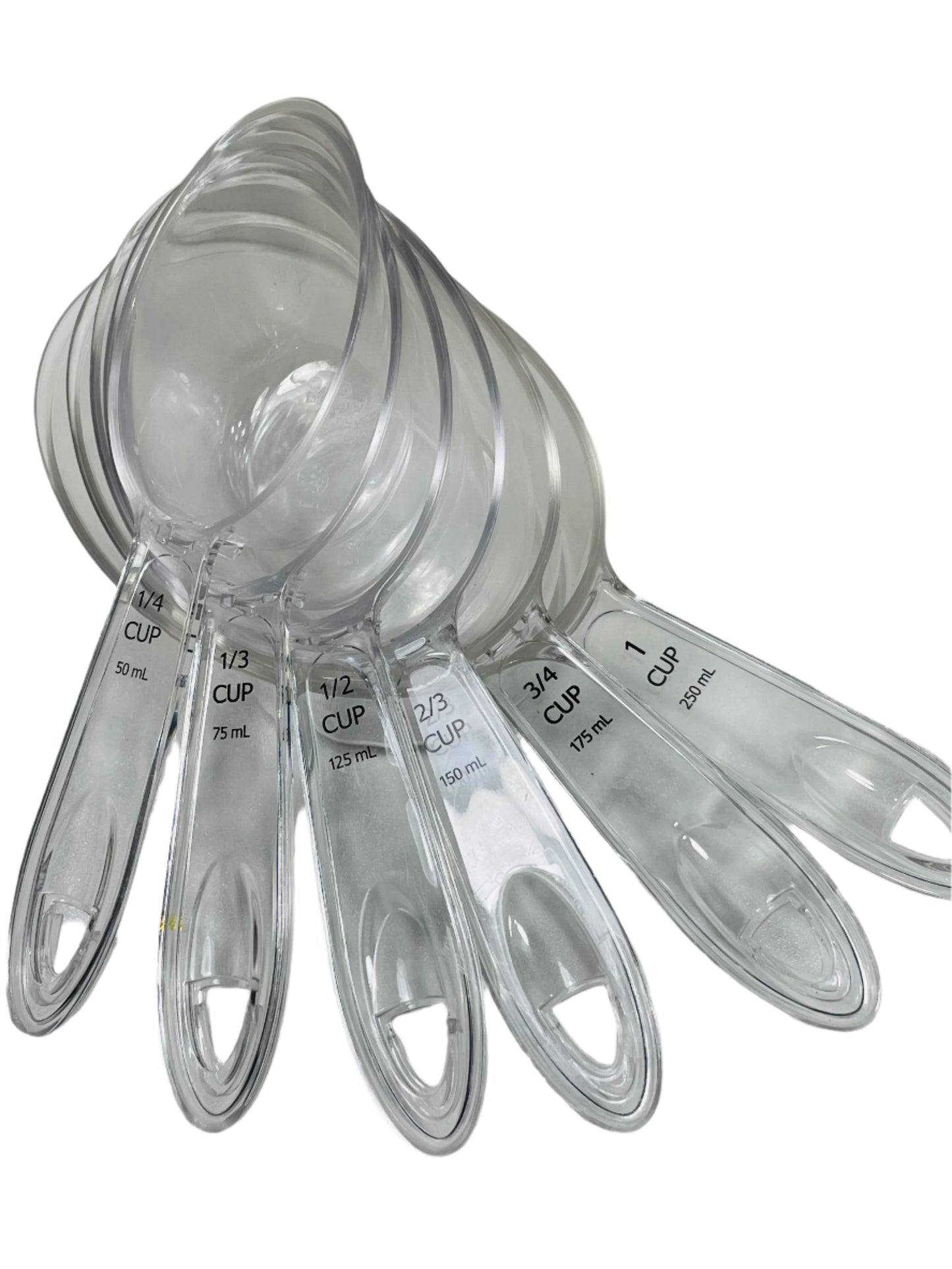 * LT WEAR *  The Pampered Chef 6 PC Measuring Cup Set Clear Plastic