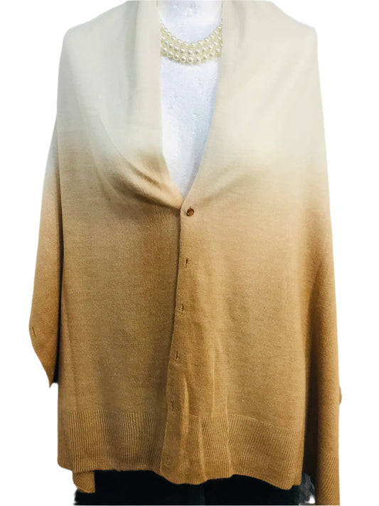 NWT! Cruise Club Multi Functional Poncho/Wrap/Sweater Hombre Ivory to Brown