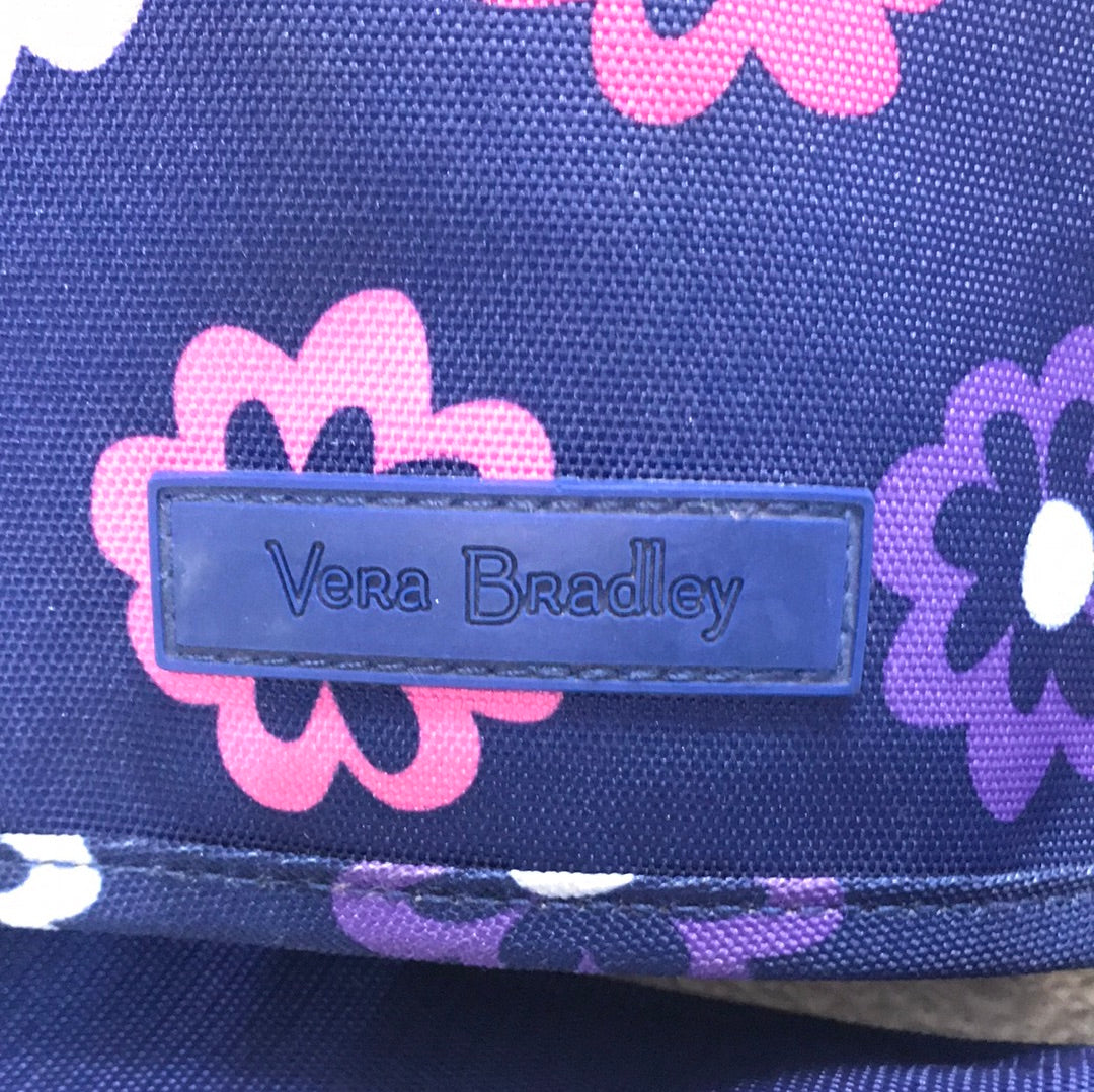 Vera Bradley 14"x10.5"x4" Navy Blue Floral Messenger Bag