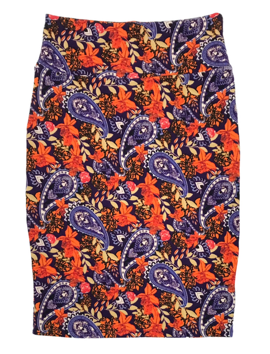 NEW Lularoe Blue and Orange Floral Skirt Ladies S